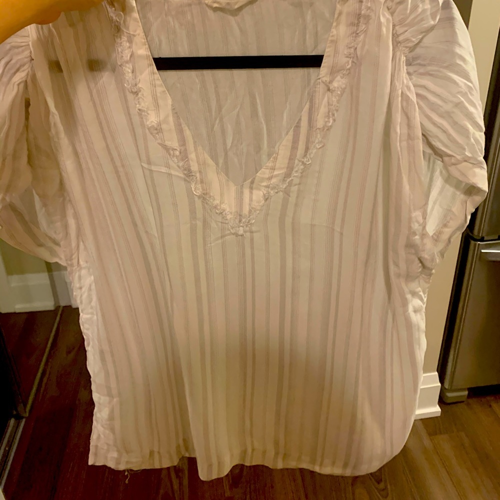 Wilfred Free Beachy White and Grey Striped Shirt